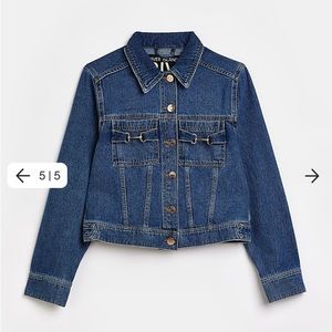🔥New with Tags River Island Blue Denim Snaffle Detail Jacket Size US 2
